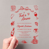 That's Amore レッド イタリアン フード ブライズ シャワー アクリル招待状 (インサイチュ (ポータブル))