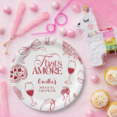 That's Amore レッド ブライダルシャワー ペーパープレート (パーティー)