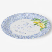 That's Amore レモン イタリアン ブルー タイル ブライダル シャワー ペーパープレート (アングル)