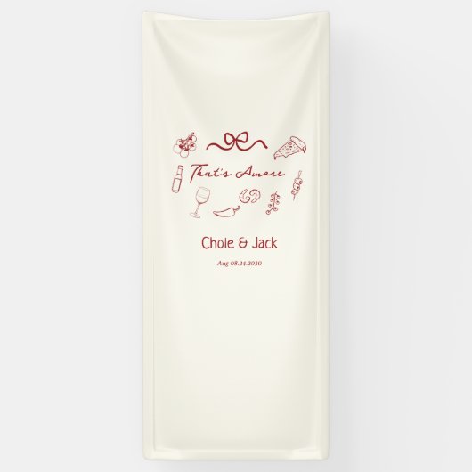 That's Amore 手描きイタリアンピザ結婚式 横断幕 (縦)