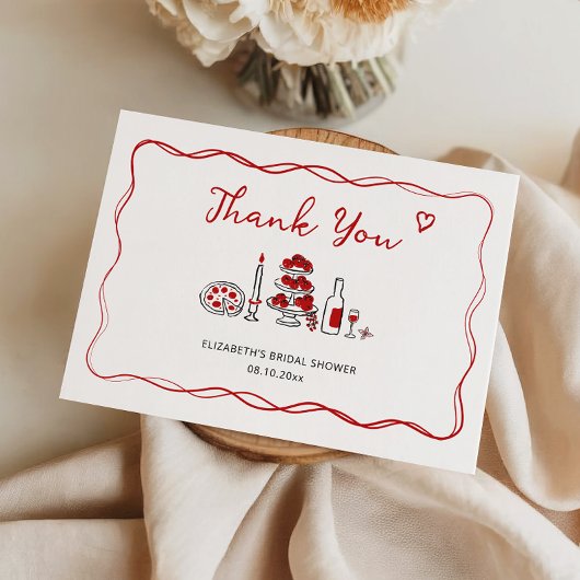 That's Amore 手描きイタリアンレッド ブライズシャワー サンキューカード