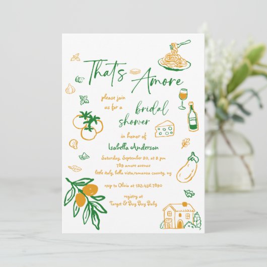 That's Amore 手描きイタリアン ブライダルシャワー 招待状 (スタンド正面)