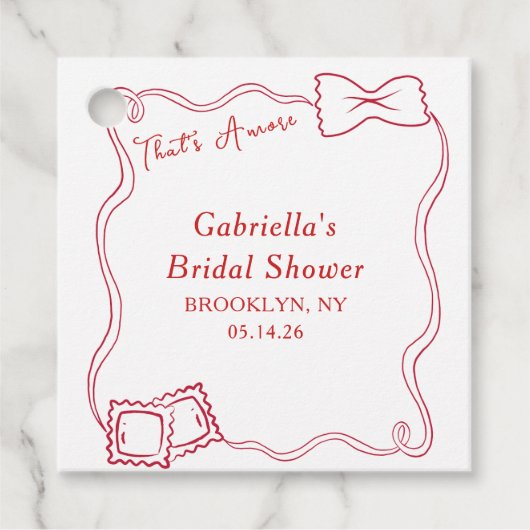 That's Amore 手描きパスタ イタリア ブライダルシャワー フェイバータグ (正面)