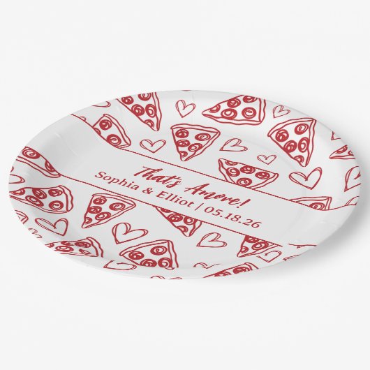 That's Amore 手描きピザパーティー おしゃれな結婚式 ペーパープレート (アングル)