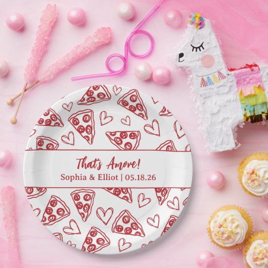 That's Amore 手描きピザパーティー シックウェディング ペーパープレート (パーティー)