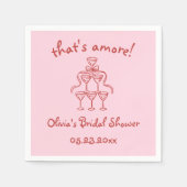 That's Amore! 手描きピンクのブライダルシャワー スタンダードカクテルナプキン (正面)