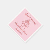 That's Amore! 手描きピンクのブライダルシャワー スタンダードカクテルナプキン (角)