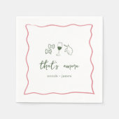 "That's Amore" 手書きのウェディングシャワーデザイン スタンダードカクテルナプキン (正面)