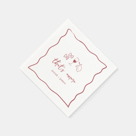That's Amore" 手書きのウェディングシャワーデザイン スタンダードカクテルナプキン (角)