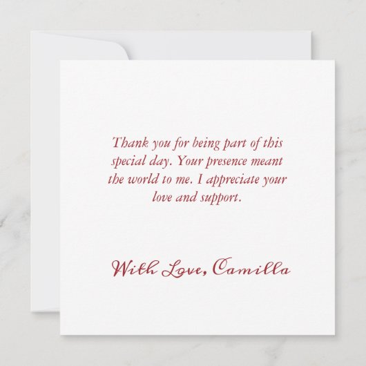 That's Amore 手書きの花嫁のシャワーパーティー サンキューカード (裏面)