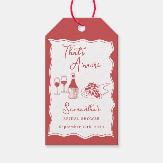 That's Amore 赤いイタリアンピザ ワインブライダルシャワー ギフトタグ (正面)