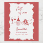 That's Amore 赤いイタリアンピザ ワインブライダルシャワー ワインラベル (シングルラベル)