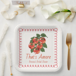 That's Amore 赤いトマト イタリアン ブライダルシャワー ペーパープレート