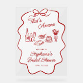 That's Amore 赤い落書きフレーム 大きな歓迎 アクリルサイン (正面)