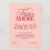 That's Amore 赤 ピンク 結婚前パーティーの招待状 招待状 (正面)