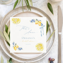 That's Amore Blue Bow Lemons Italian Bridal Shower スタンダードカクテルナプキン
