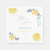 That's Amore Blue Bow Lemons Italian Bridal Shower スタンダードカクテルナプキン (正面)