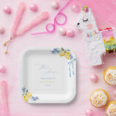 That's Amore Blue Bow Lemons Italian Bridal Shower ペーパープレート (パーティー)