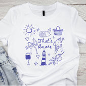 That's Amore Blue Coquette Bow Italian Summer Tシャツ