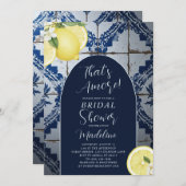 That's Amore Blue Tile Lemon Bridal Shower 招待状 (正面/裏面)