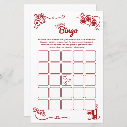 That's Amore Bridal Bingo Italian Wedding Activity (正面/裏面)