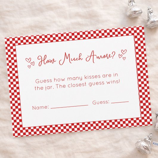 That's Amore Bridal Shower Game - How Many Kisses ノートカード