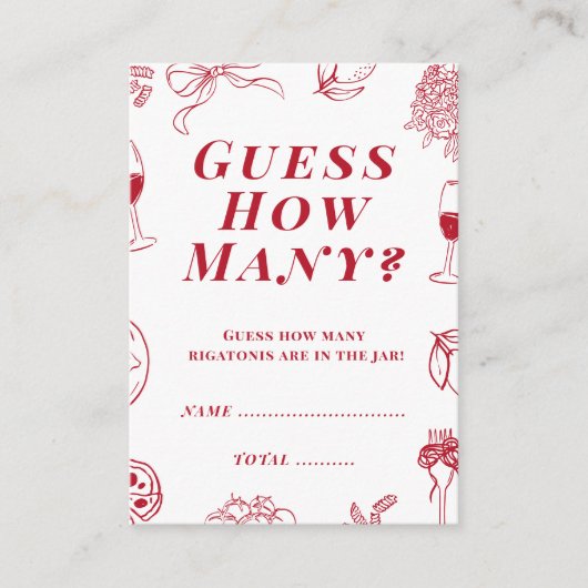 That's Amore Bridal Shower Guess how many Game  エンクロージャーカード (正面)