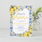 That's Amore Bridal Shower Lemon and Blue Floral 招待状 (スタンド正面)