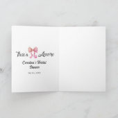 that's amore bridal shower pink retro bow boho nam カード (内部)