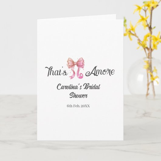 that's amore bridal shower pink retro bow boho nam カード (黄色い花)
