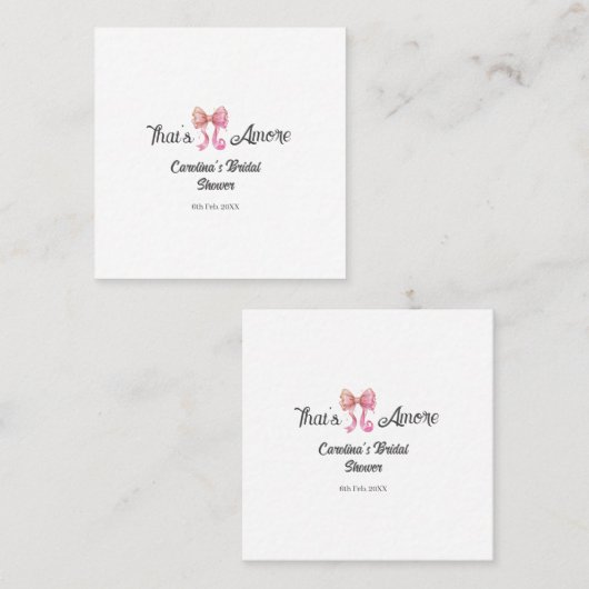 that's amore bridal shower pink retro bow boho nam スクエア名刺 (正面/裏面)