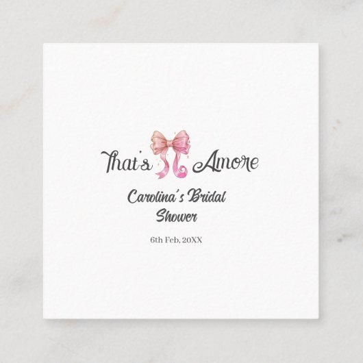 that's amore bridal shower pink retro bow boho nam スクエア名刺 (裏面)