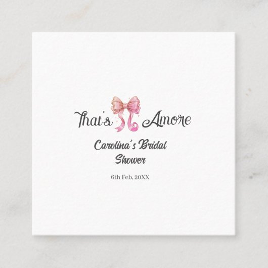 that's amore bridal shower pink retro bow boho nam スクエア名刺 (正面)