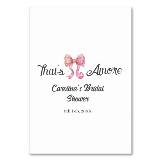 that's amore bridal shower pink retro bow boho nam テーブルナンバー (正面)