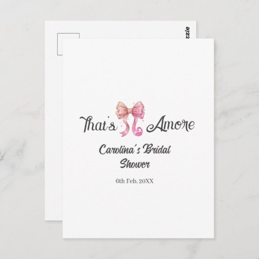 that's amore bridal shower pink retro bow boho nam ポストカード (正面/裏面)