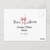 that's amore bridal shower pink retro bow boho nam ポストカード (裏面)