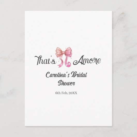 that's amore bridal shower pink retro bow boho nam ポストカード (正面)