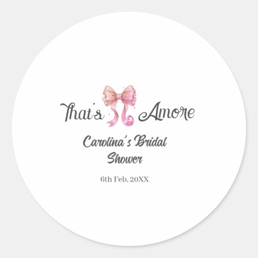 that's amore bridal shower pink retro bow boho nam ラウンドシール (正面)