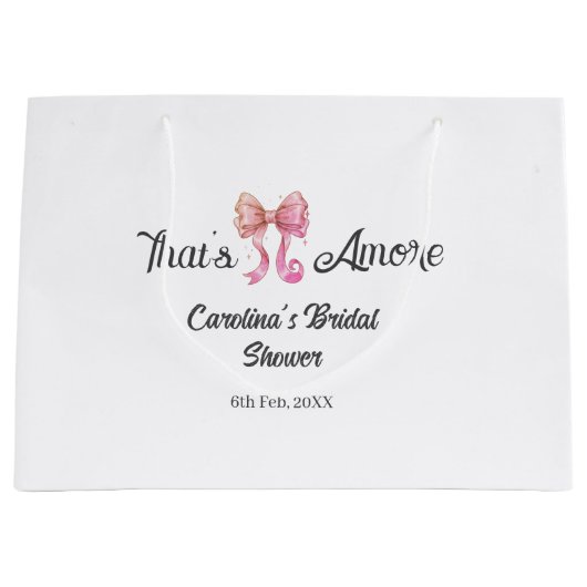that's amore bridal shower pink retro bow boho nam ラージペーパーバッグ (正面)
