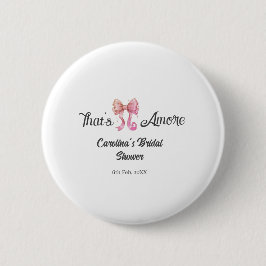 that's amore bridal shower pink retro bow boho nam 缶バッジ