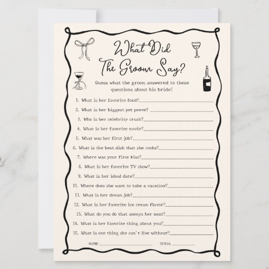 That's Amore Bridal Shower What Did the Groom Say  招待状 (正面)