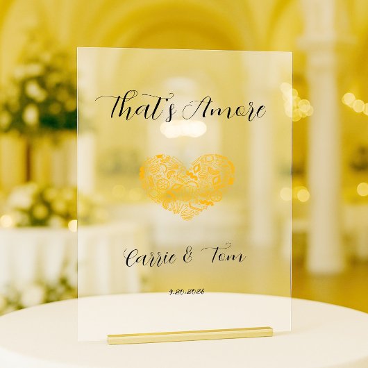 That's Amore Couple Wedding Shower Welcome Sign アクリルサイン