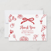 That's Amore Hand Drawn Italian Bridal Shower サンキューカード (正面)