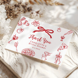 That's Amore Hand Drawn Italian Bridal Shower サンキューカード