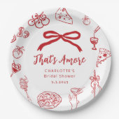 That's Amore Hand Drawn Italian Bridal Shower ペーパープレート (正面)