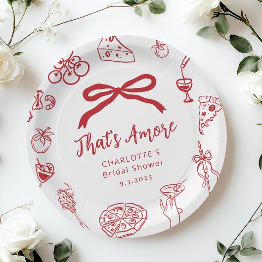 That's Amore Hand Drawn Italian Bridal Shower ペーパープレート