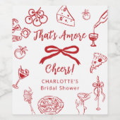 That's Amore Hand Drawn Italian Bridal Shower ワインラベル (シングルラベル)