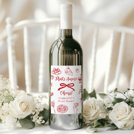 That's Amore Hand Drawn Italian Bridal Shower ワインラベル