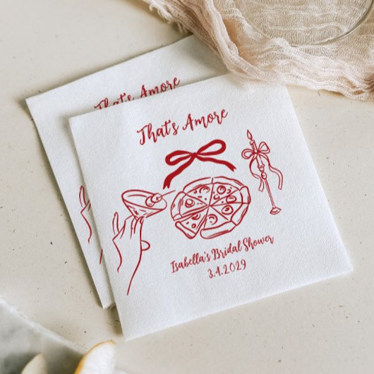 That's amore Hand drawn Pizza Bridal Shower スタンダードカクテルナプキン