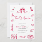 That's Amore Hand Drawn Quirky Retro Bridal Shower 招待状 (正面)
